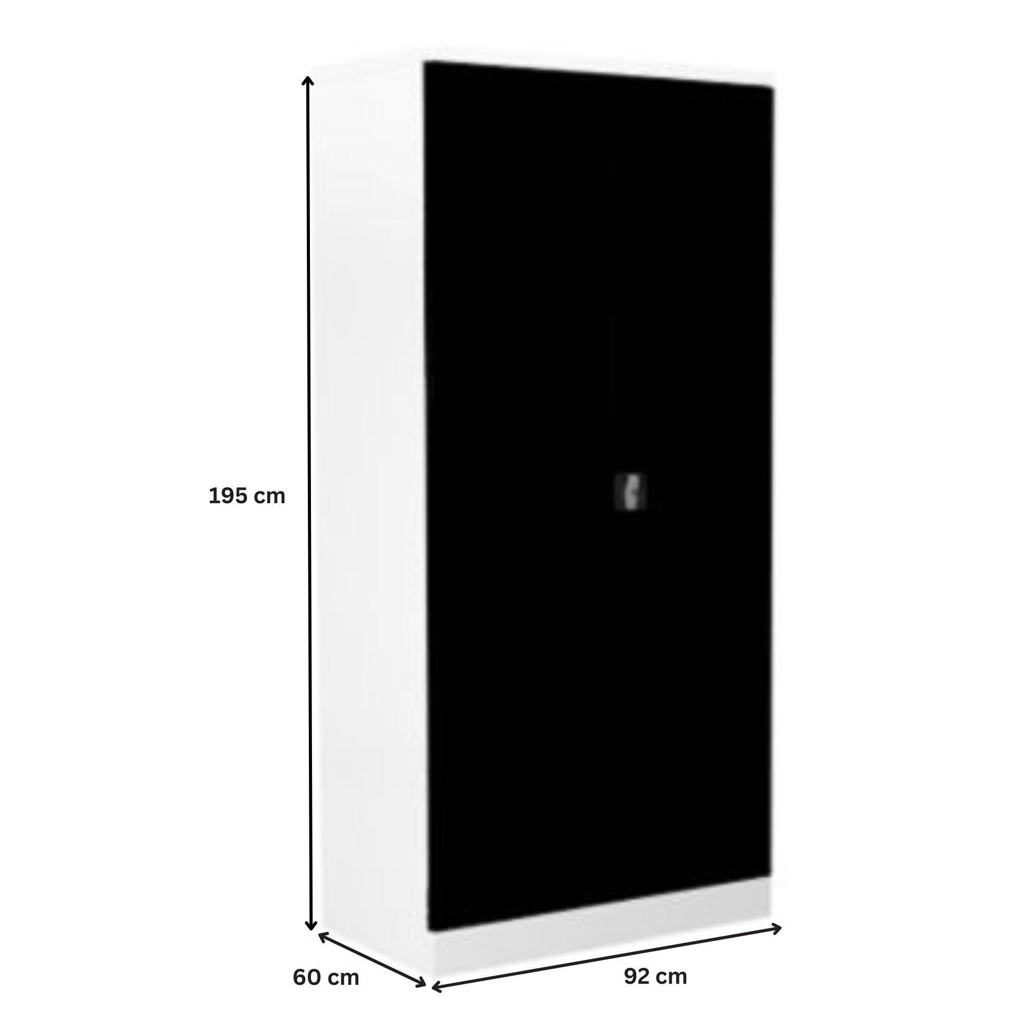 STAHLSCHRANK Bee mit 10 lackierten Fachböden 195x92x60 cm Korpusfarbe Verkehrsweiß Frontfarbe Schwarz - Schwarz, Metall (92/195/60cm)