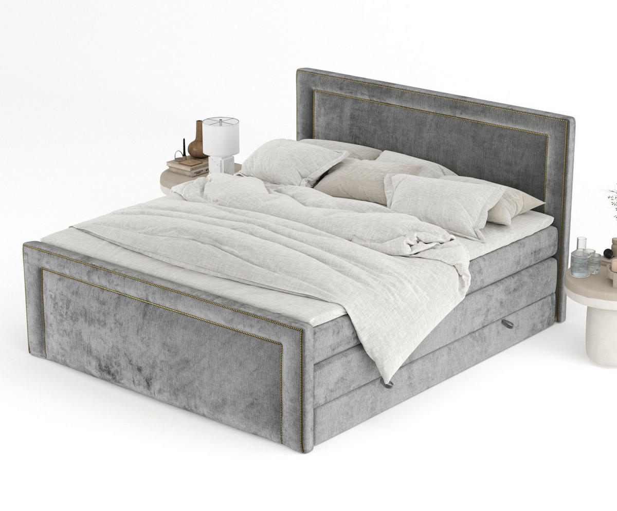 BOXSPRINGBETT Luxora Grau 200/200 cm - Schwarz/Grau, Holz/Holzwerkstoff (200/200cm) - Maison de Reve