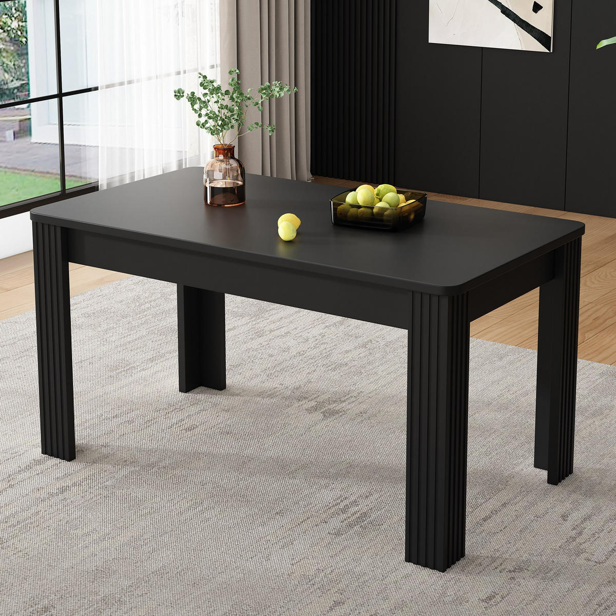 ESSTISCH 116/65/75cm,vierbeiniger Tisch,rechteckiger Holztisch,Schwarz - Schwarz, Holz (116/65/75cm) - LVHOM