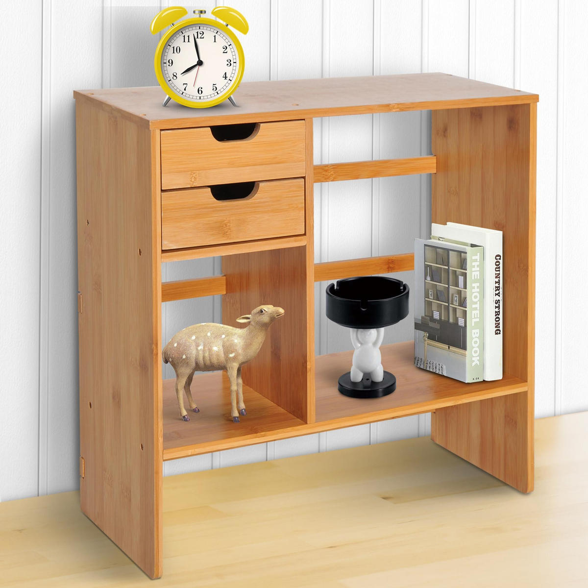 REGAL DE-16658 3 Ebenen, 2 Schubladen Bambus Natur - Braun, Holzwerkstoff (20/46/48cm) - ComfortXL