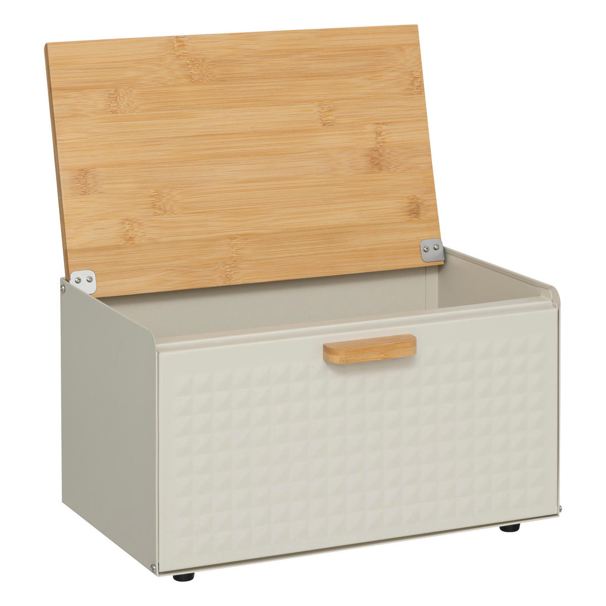BROTKASTEN aus Metall mit Bambusdeckel Sensia 35,5/20,8/23,5 cm - Beige, Metall (20.8/23.5/35.5cm) - 5five Simply Smart