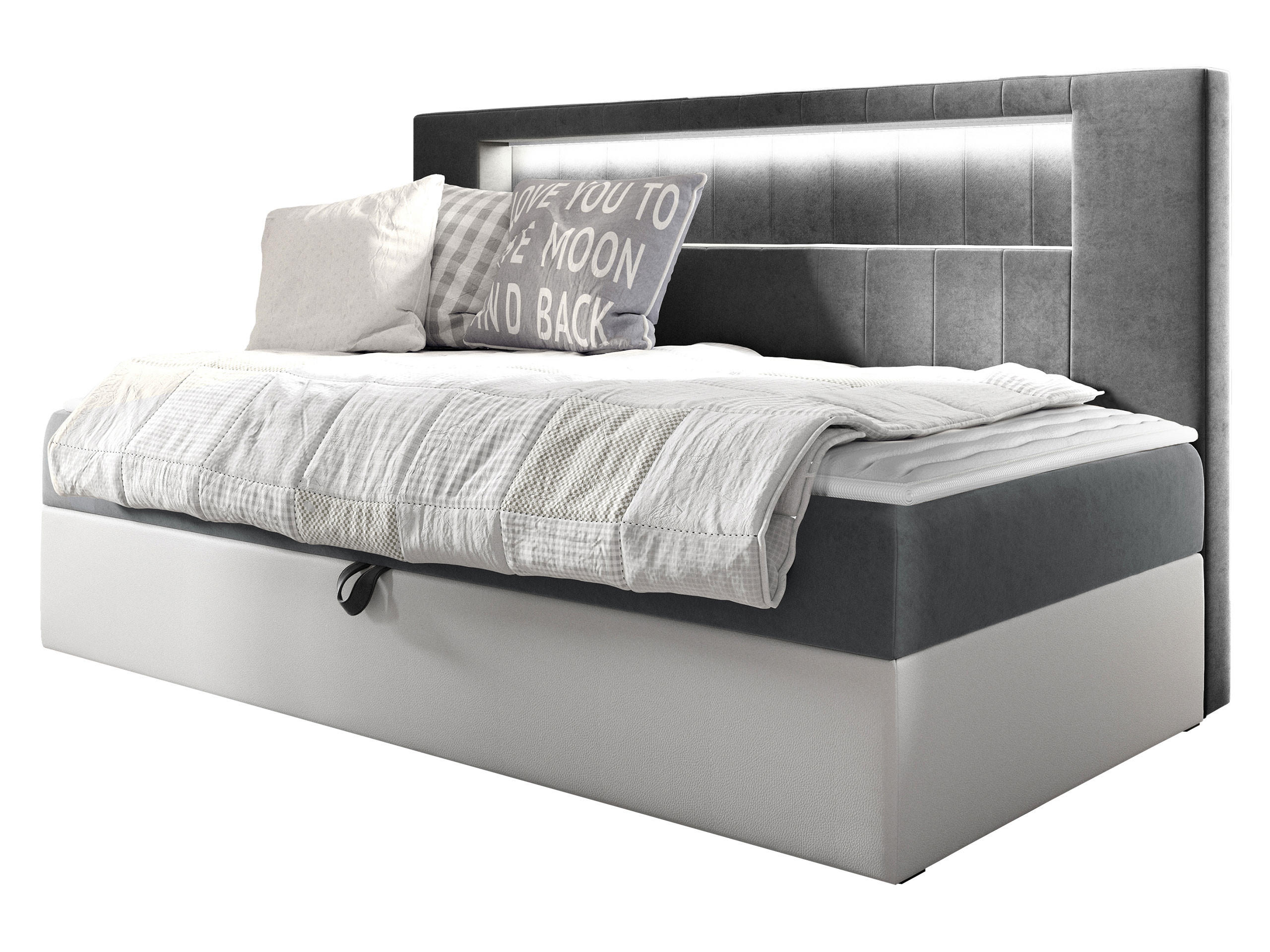 BOXBETT Gold Junior 2 - Weiß/Grau, Holz (90/200cm) - MIRJAN24