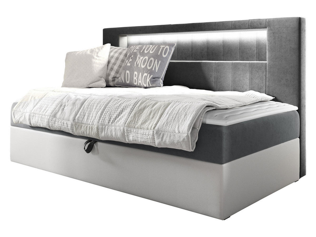 BOXBETT Gold Junior 2 - Weiß/Grau, Holz (100/200cm) - MIRJAN24