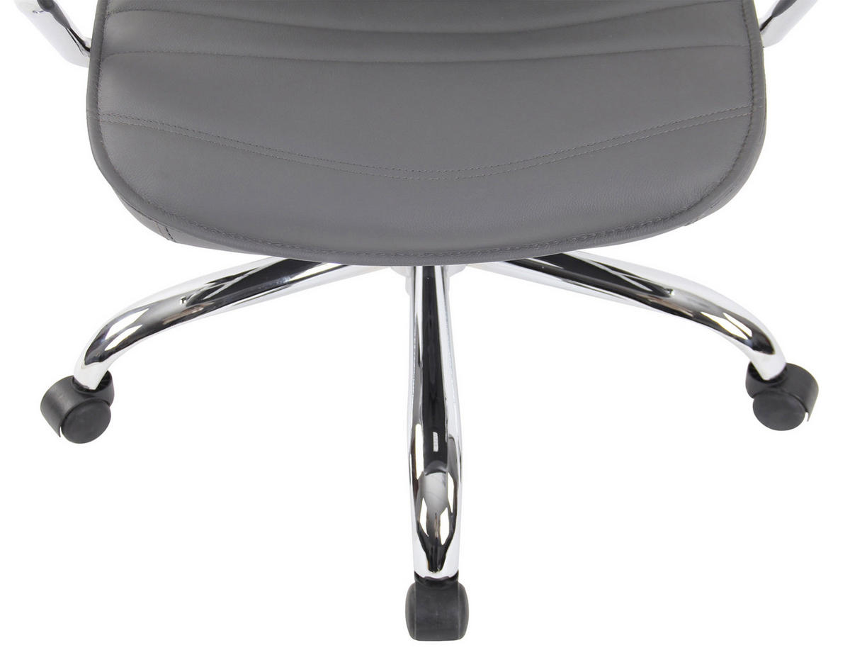 BÜROSTUHL Rocket Echtleder grau - Chromfarben/Grau, Leder/Metall (59/128/57cm) - TPFLiving