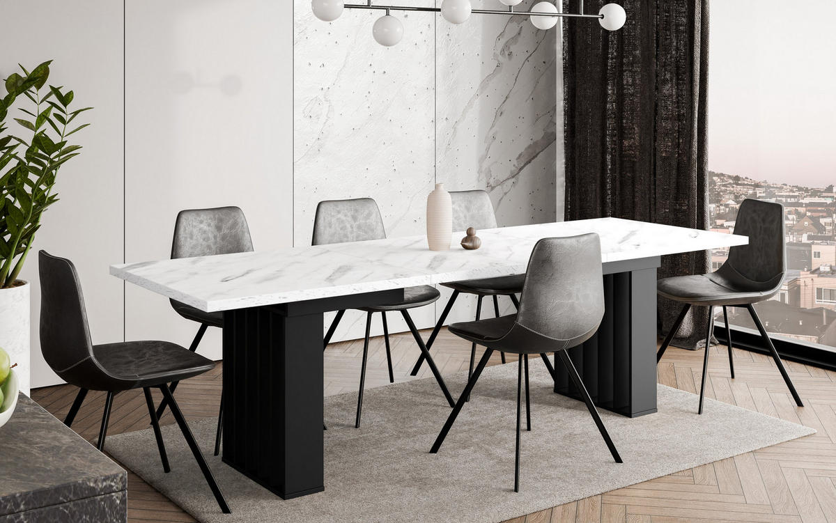 ESSTISCH MARDIS Ausziehbar 160 - 240 / 80 x 75 cm - Schwarz/Weiß, Holz (160/80/75cm) - MASSENO