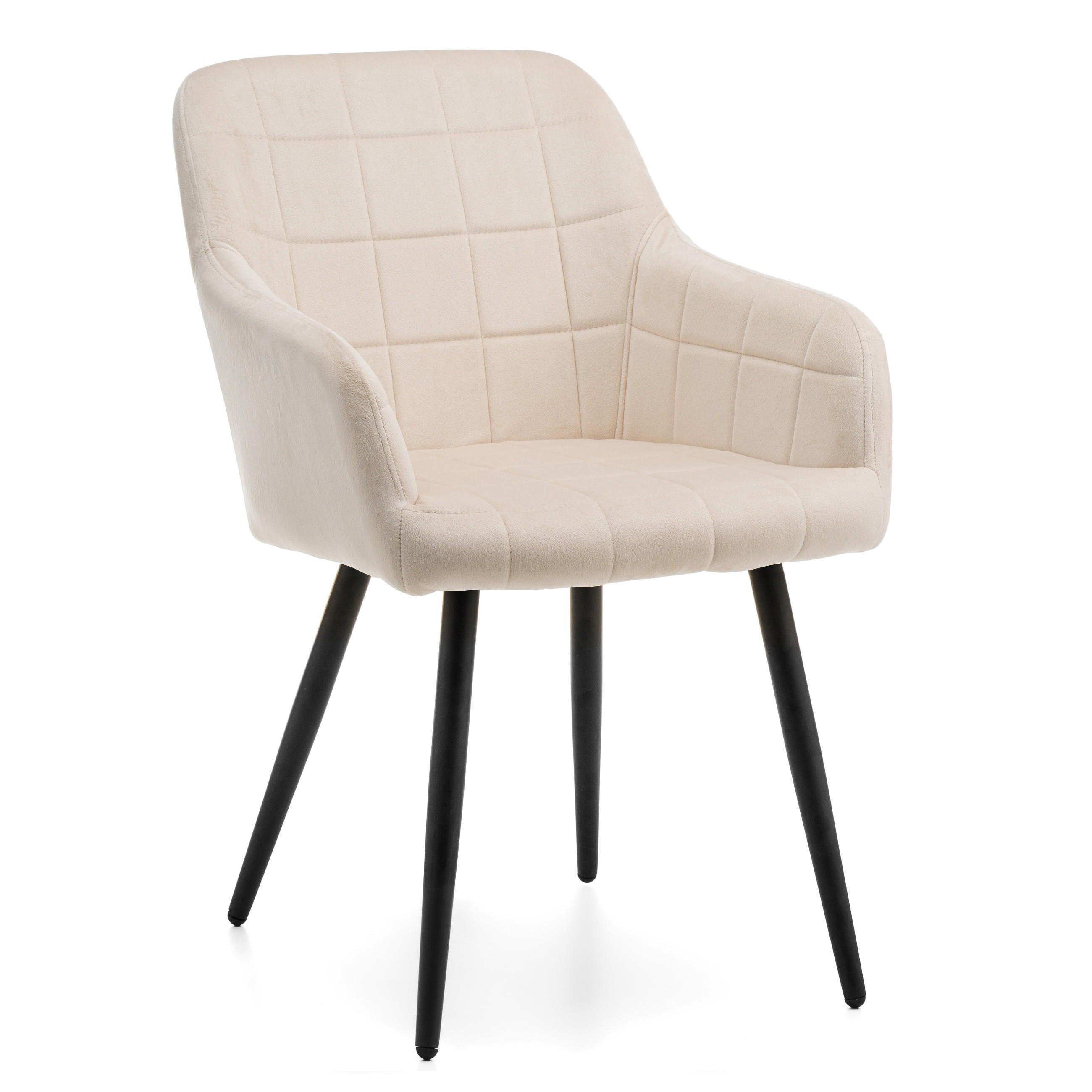 STUHL ORTE gepolstert mit Steppung - beige - Samt Velours - Beige/Schwarz, Textil/Metall (56/85/62cm) - NEW HOME
