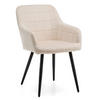STUHL ORTE gepolstert mit Steppung - beige - Samt Velours - Beige/Schwarz, Textil/Metall (56/85/62cm) - NEW HOME