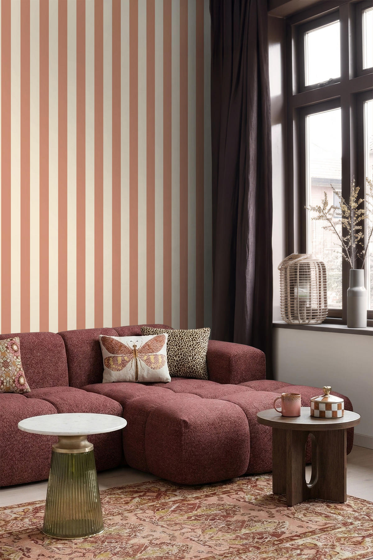 TAPETE Streifenmuster 50 x 900 cm - Pink, Papier (50/900cm) - ESTAhome