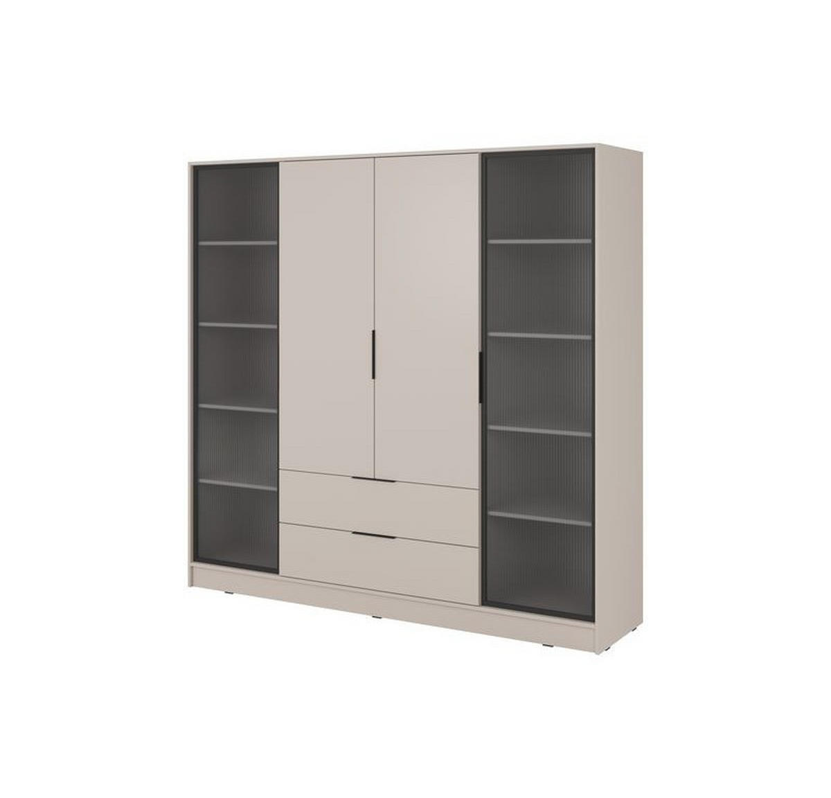 KLEIDERSCHRANK – 206 cm – Kelly – Schwarz – KS-GEN0280 - Schwarz, Holzwerkstoff (206/200/51cm) - hi-markt