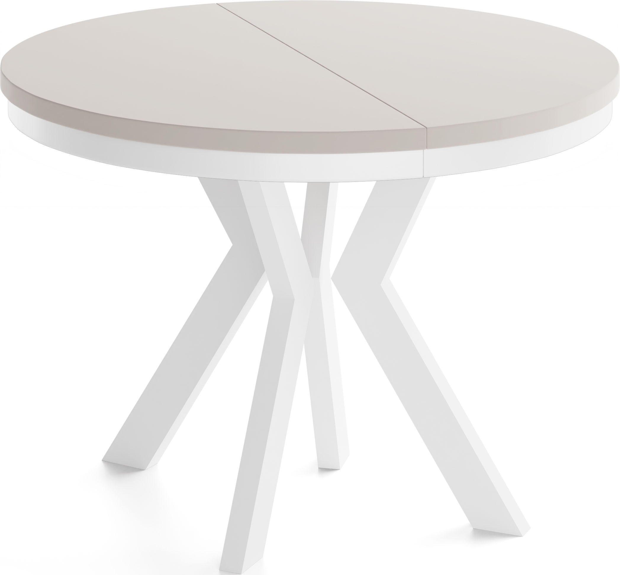 ESSTISCH Savio Weiß Neo rund ausziehbar verlängerbar, Kaschmir 80-130/80/77 cm - Kaschmir/Weiß, Holz/Holzwerkstoff (80/80/77cm) - WFL GROUP