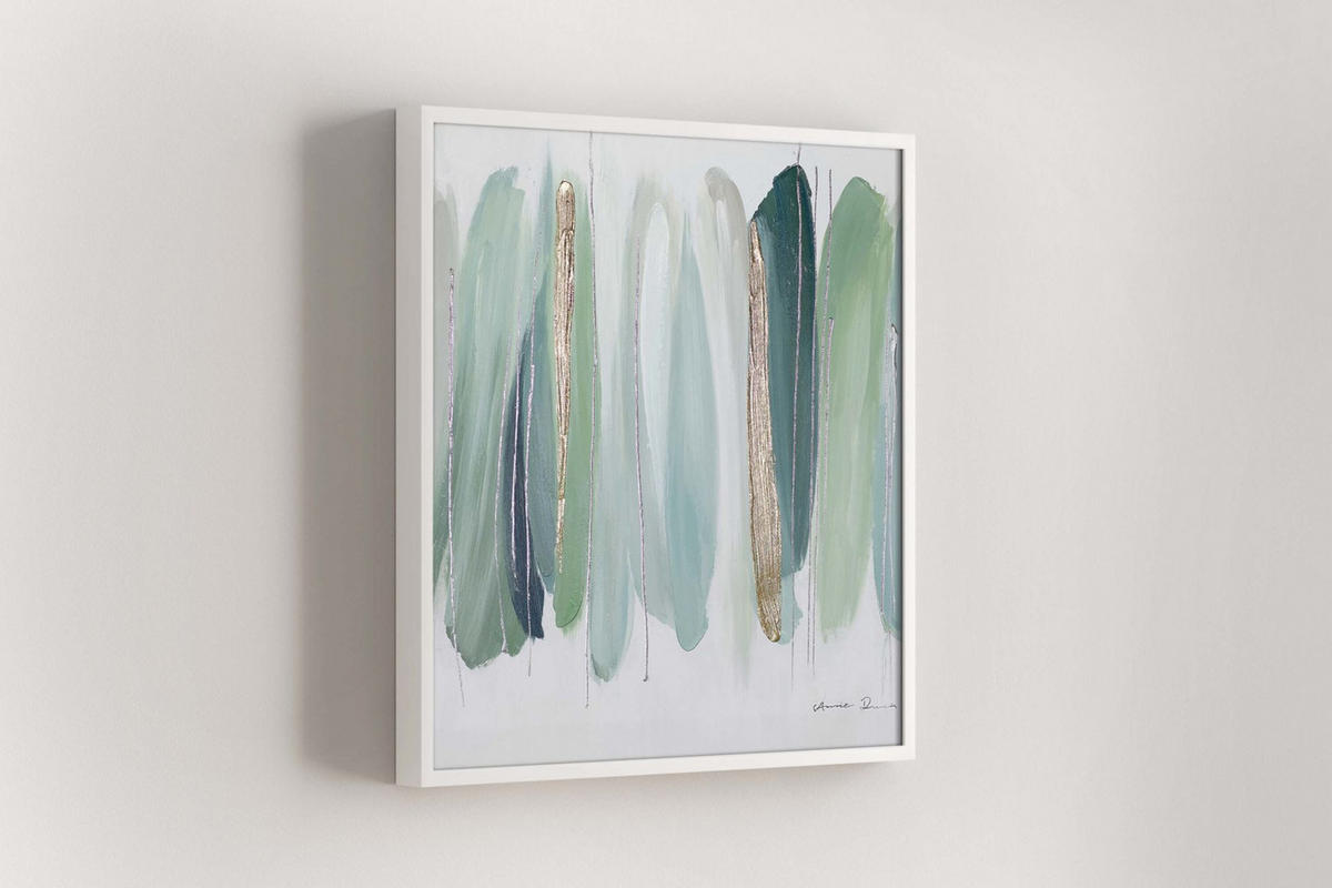 OLEJOMALBA 60/60 cm, Moře a pláž - zelená barva, dřevo/textil (60/60cm) - KUNSTLOFT