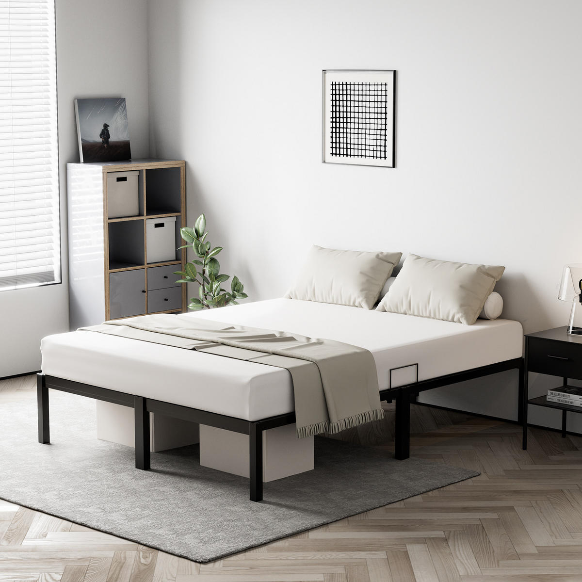 METALLBETT 160x200 cm - Schwarz, Metall (160/200cm) - HOMAVO