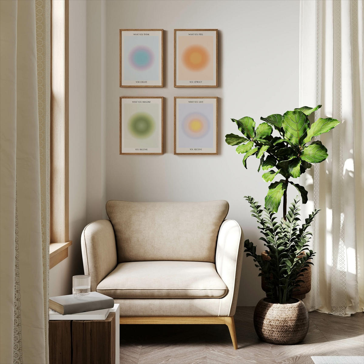 PLAKÁT Sada Aura Afirmace Citáty 4x A3 30x42 cm - různobarevná, papír (30/42/42cm) - Muralo