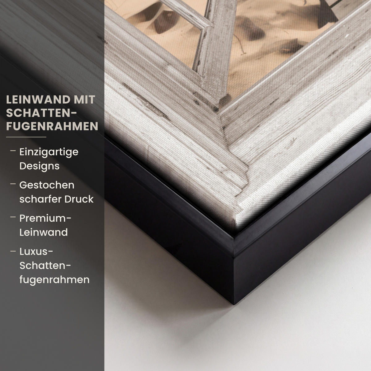 LEINWAND Bilder mit Rahmen - Fenster - Meer - Küste - Natur - Ausblick - Strand - Wattenmeer - 70x100 - Beige, Textil (70/100cm) - MuchoWow
