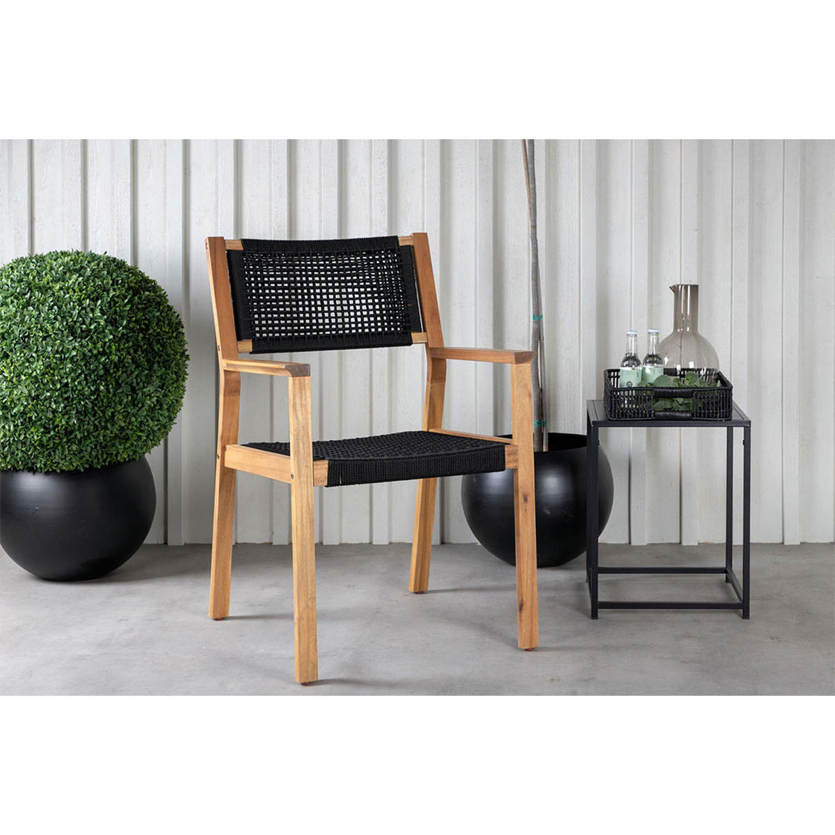 GARTENSTUHL 2ER-SET Little Polyester Schwarz - Schwarz, Textil (58/88/64cm) - ebuy24