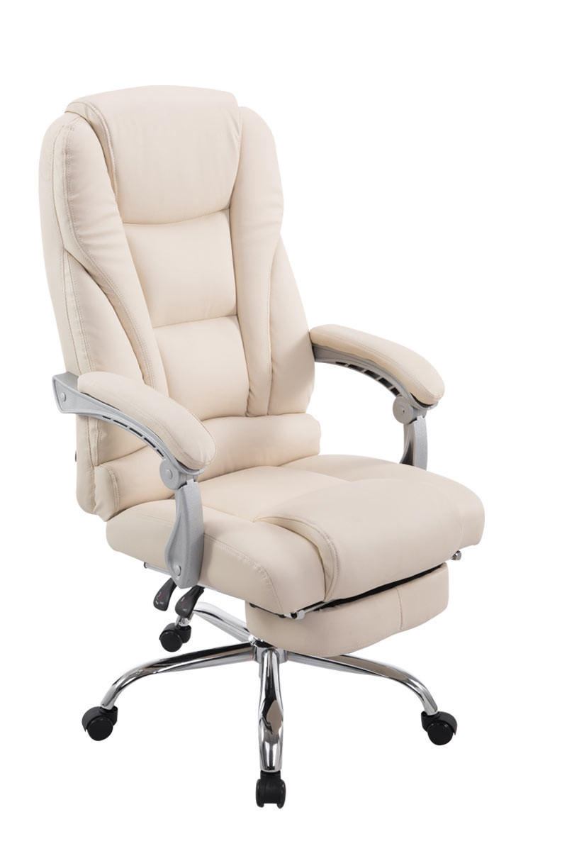BÜROSTUHL MIAMI 118x68x64 Creme Kunstleder Metall - Creme, Leder/Metall (68/118/64cm) - DELUKE