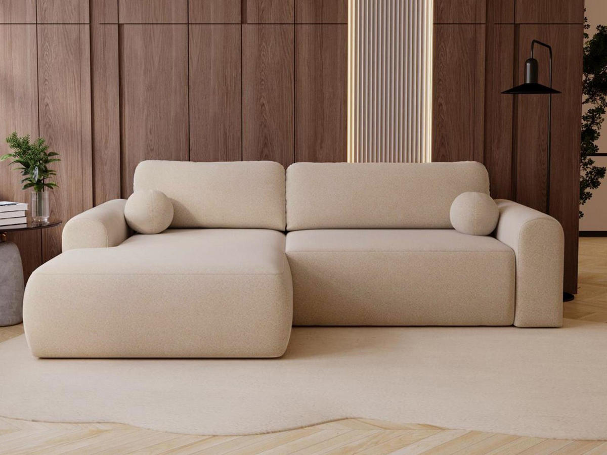 ECKSOFA hellbeige links AURA - Ecru, Holzwerkstoff (257/177cm) - Compleo24