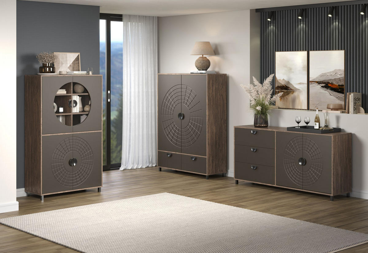 SIDEBOARD Fusion Rostoptik Rusty Flow/ Perlbronze 176 / 86 / 42 cm - Braun, Holzwerkstoff (176/86/42cm) - Calicosy