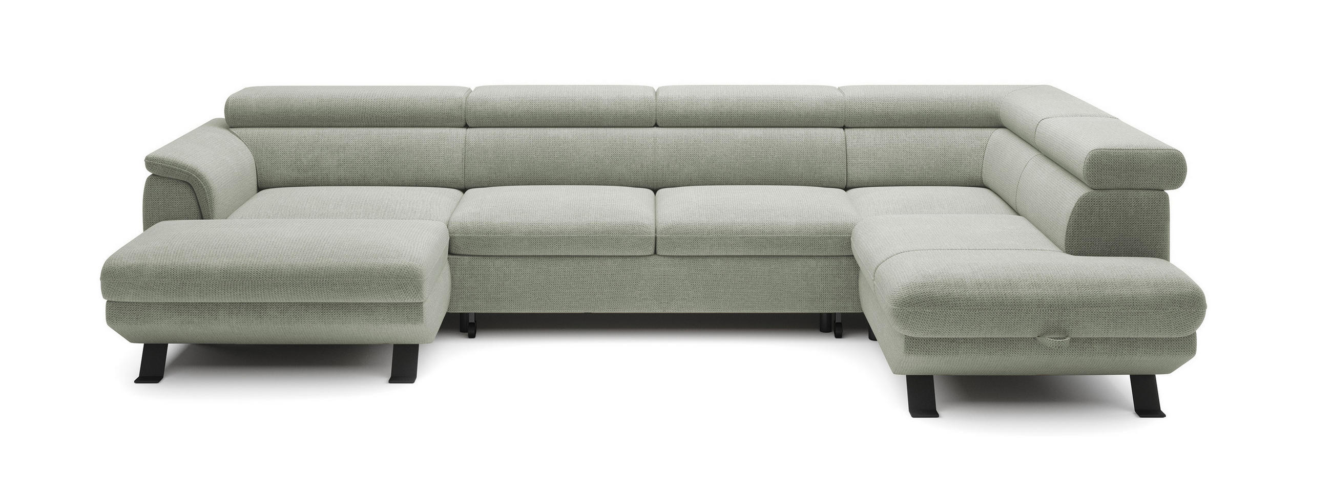 ECKSCHLAFSOFA Raven XL, Verstellbaren Kopfstützen, Bettkasten, Großes Sofa 334x198x162cm Rechte, Sand - Sandfarben, Holz/Textil (334/198cm) - DomoHome