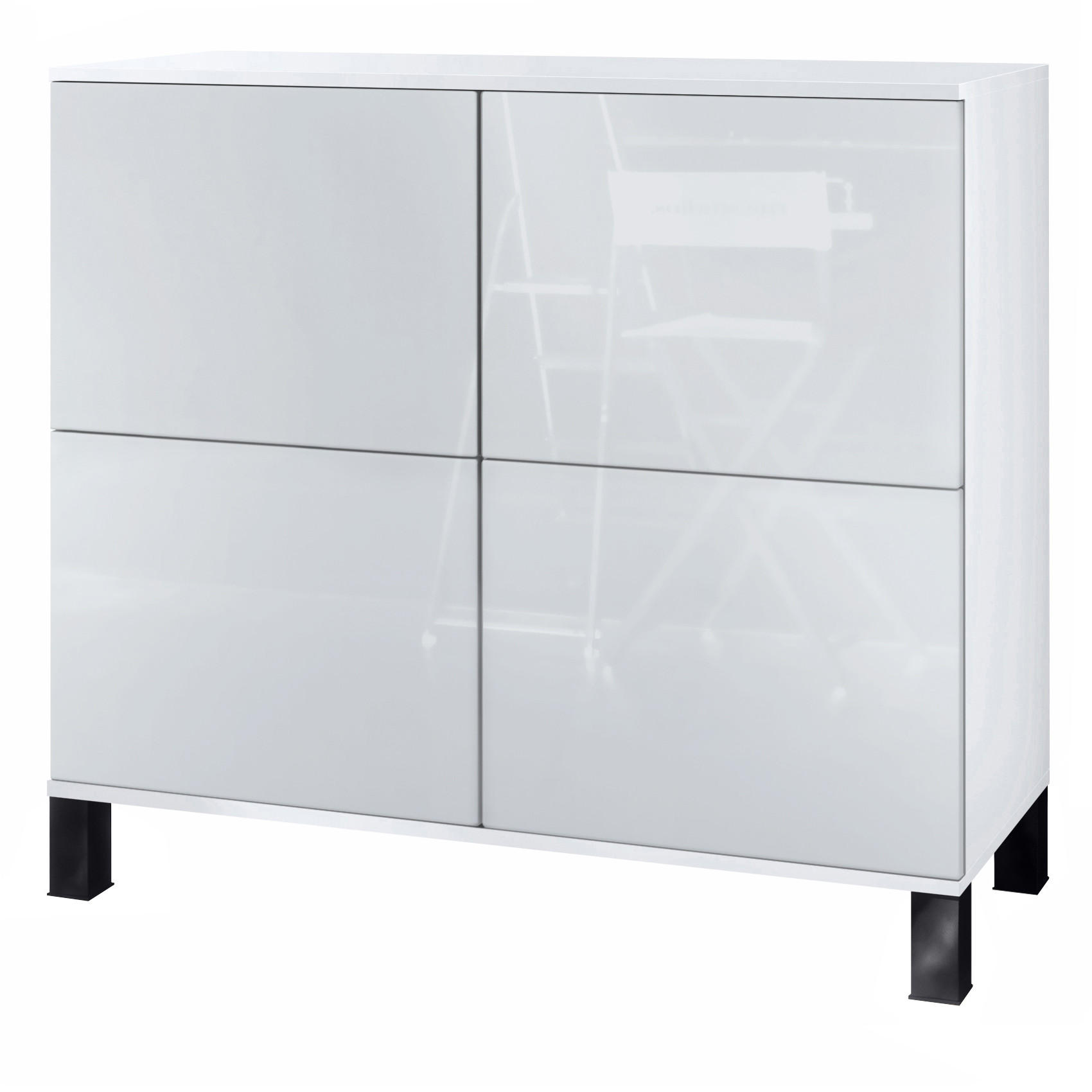 KOMMODE Rova Weiß Hochglanz - Weiß Hochglanz, Holzwerkstoff (92.5/84.5/35cm) - Vladon