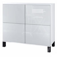 KOMMODE Rova Weiß Hochglanz - Weiß Hochglanz, Holzwerkstoff (92.5/84.5/35cm) - Vladon