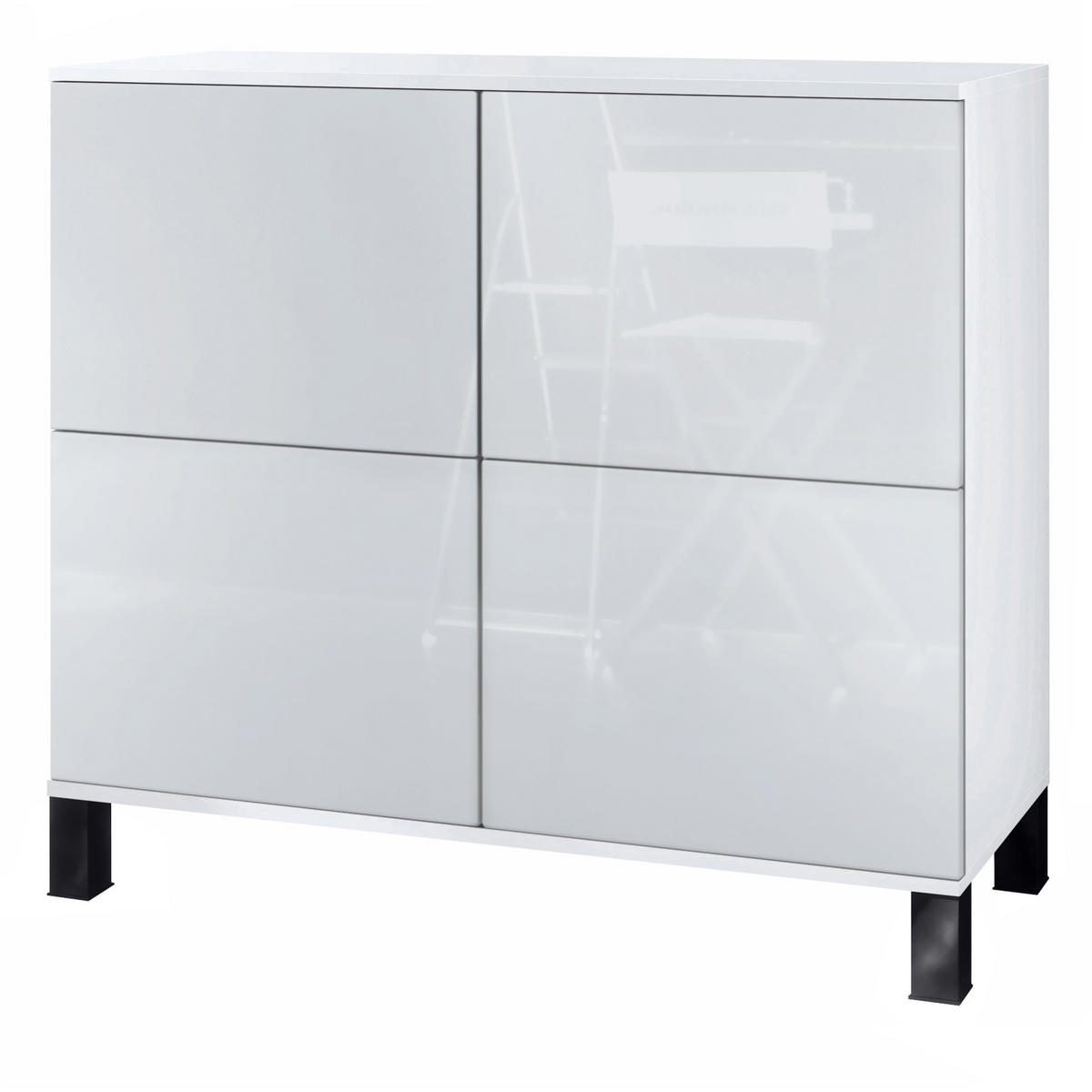 KOMMODE Rova Weiß Hochglanz - Weiß Hochglanz, Holzwerkstoff (92.5/84.5/35cm) - Vladon