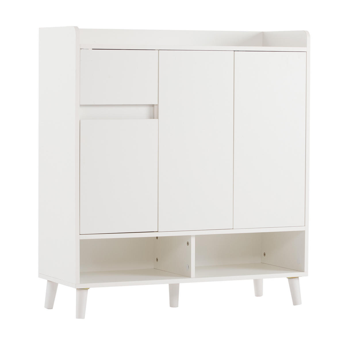 SCHUHSCHRANK 35/90/99 cm weiß aus Spanplatte mit verstellbaren Einlegeböden - Weiß, Holzwerkstoff (90/99/35cm) - OKWISH