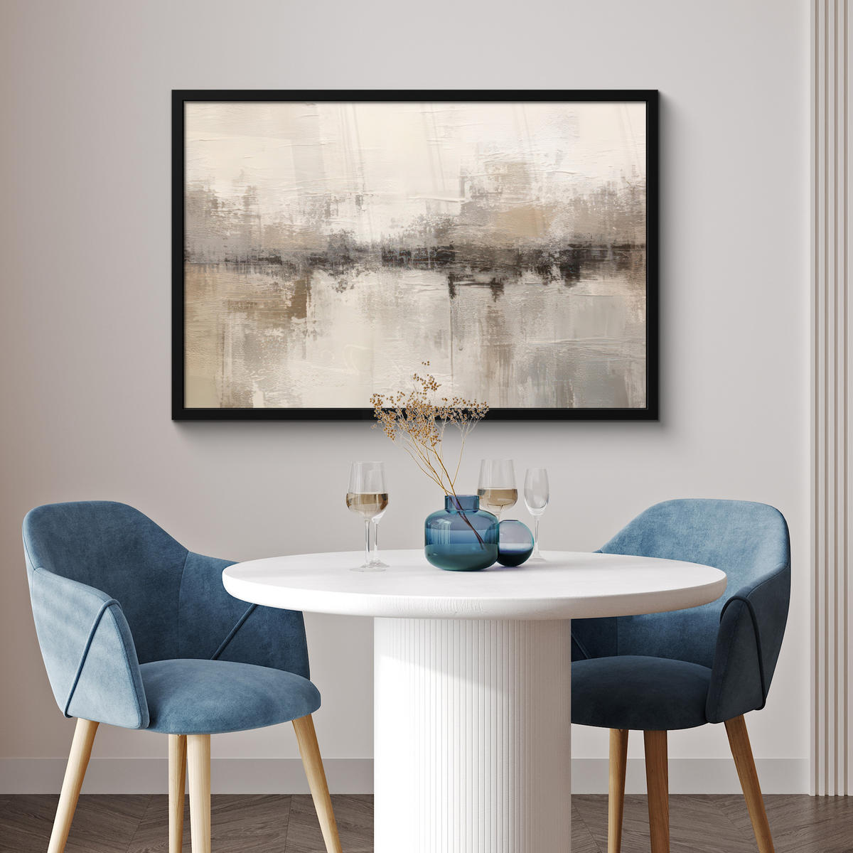 POSTER MIT RAHMEN Moderne Kunst - Abstrakt - Beige 90x60 cm - Beige, Papier (90/60cm) - MuchoWow