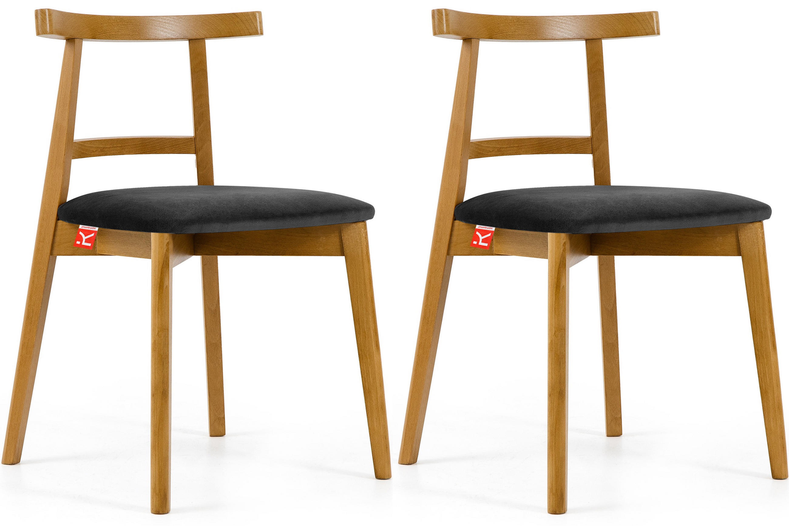 ESSTISCHSTÜHLE LILIO 2 St Vintage, Graphit / hell Eiche - Hellbraun/Dunkelgrau, Holz/Textil (47/76/45cm) - KONSIMO®