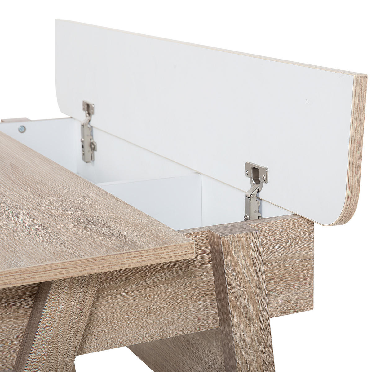 SCHREIBTISCH heller Holzfarbton/weiß 110/60/75 cm Jackson - Weiß, Holzwerkstoff (60/110/75cm) - Beliani