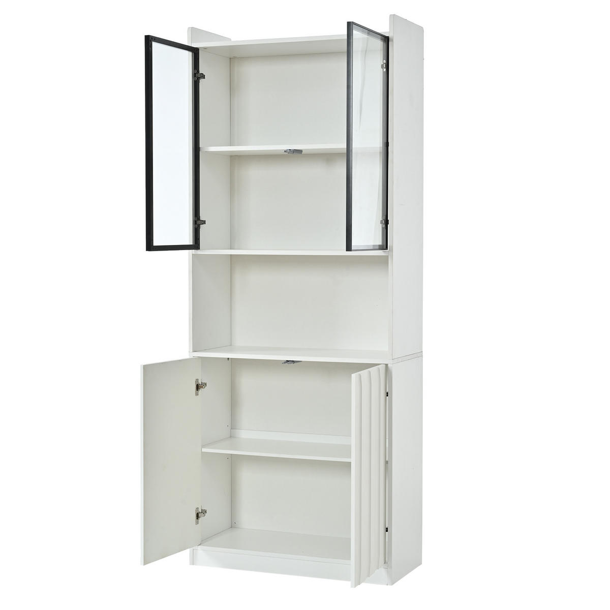 VITRINE 80x35x200 cm Weiß mit LED und Glastüren - Weiß, Holzwerkstoff (80/200/35cm) - FLIEKS