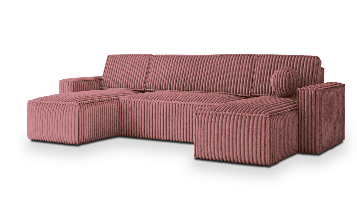 ROHOVÁ SEDAČKA PESANO starorůžová - šedá/starorůžová, dřevo/textil (306/140cm) - MASSENO