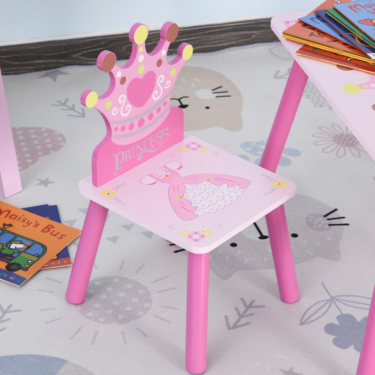 KINDERSITZGRUPPE DE-17499 3-teilig mit Kronenmotiv Rosé - Pink, Holzwerkstoff (34/42/55cm) - ComfortXL