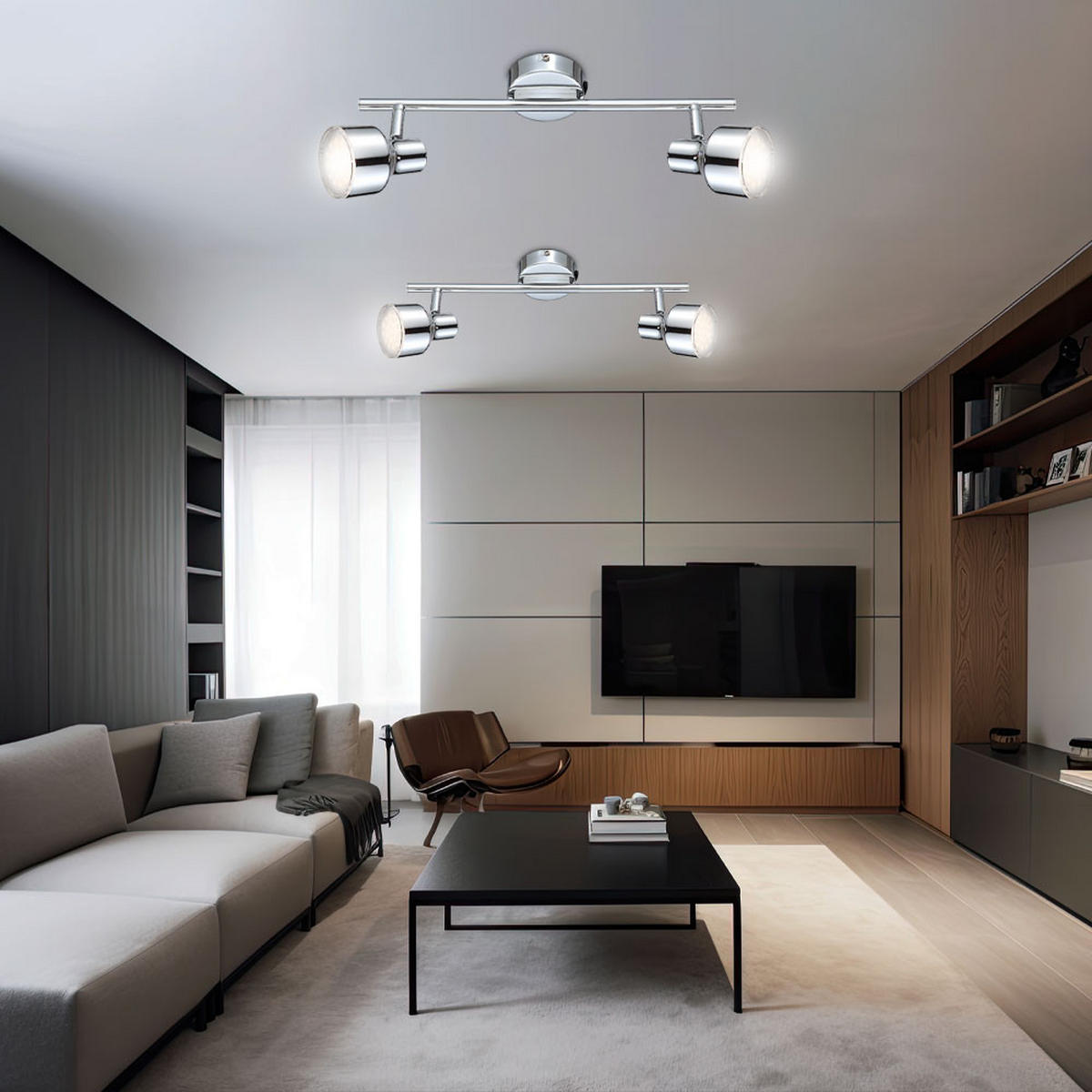 LED DECKENLEUCHTE ROIS Silber Chrom - Silberfarben, Metall (38/8/1cm) - Globo Lighting