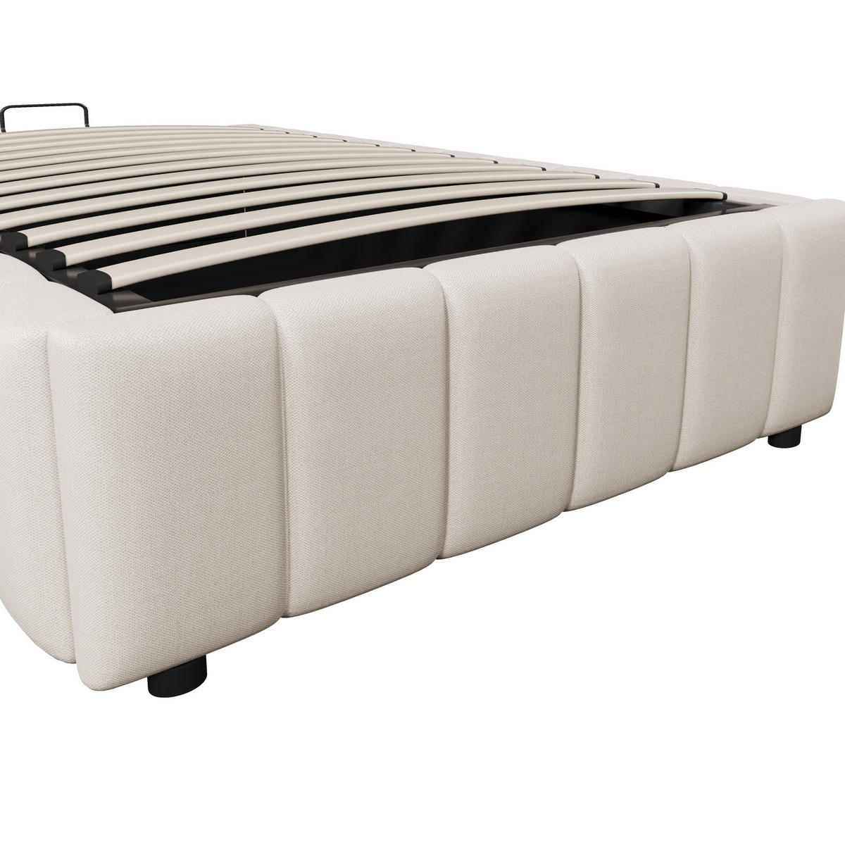 POLSTERBETT 90/200 cm Beige aus Leinen mit hydraulischem Stauraum - Beige, Textil (90/200cm) - OKMYHOME