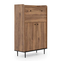 HIGHBOARD Nero KB90 90/45/140 mit Barschrank - Hellbraun/Schwarz, Holzwerkstoff/Metall (90/140/45cm) - Ravio