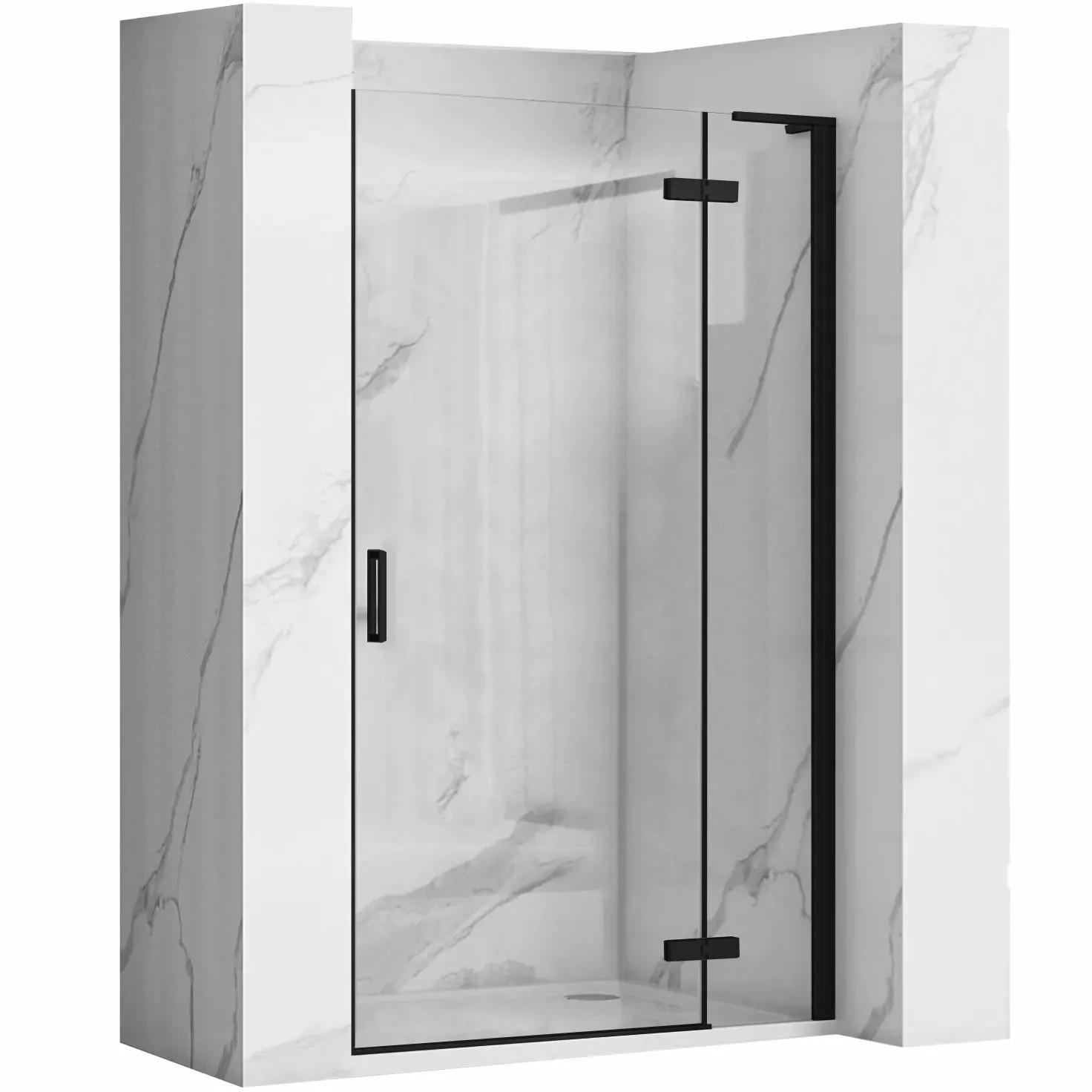 DUSCHTÜR Rea Hugo 80 Black - Schwarz, Glas (80/200.5cm) - REA