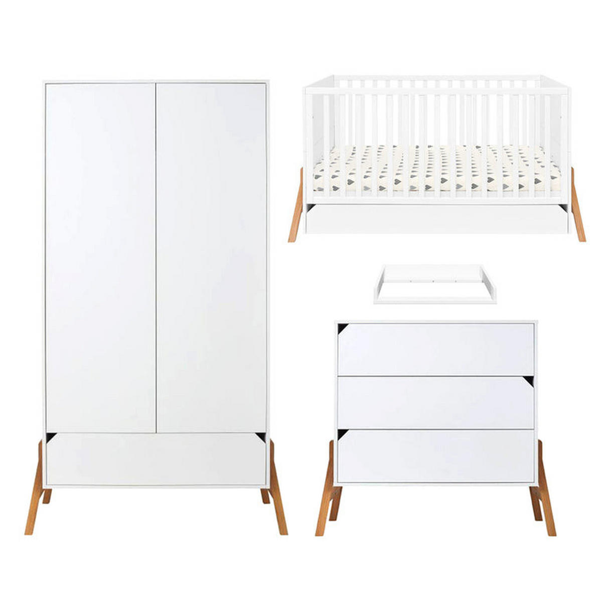 SOBA ZA BEBE 3-dijelni Bijeli - bijela, drvni materijal (161/90/75cm) - Petits-meubles