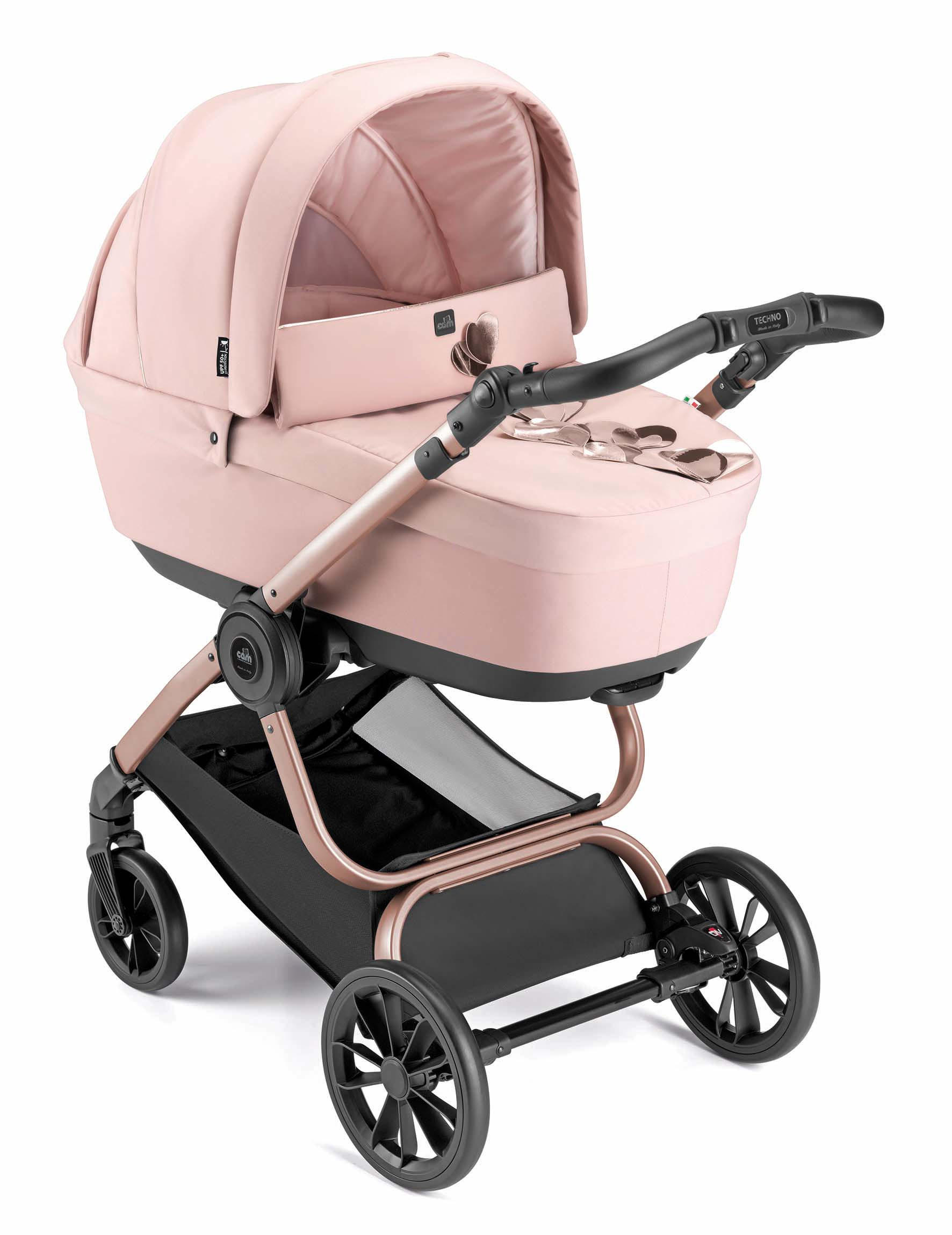 KOMBI-KINDERWAGEN Techno Babila 2in1, klappbar - Roségold/Rosa, Kunststoff (53/93/111cm) - Cam il Mondo del Bambino S.p.A.