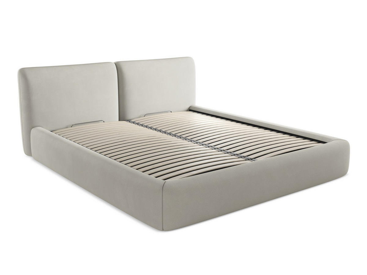 POLSTERBETT mit Bettkasten und Lattenrost 200x228 Beige - Beige/Schwarz, Kunststoff/Textil (180/200cm) - Makamii