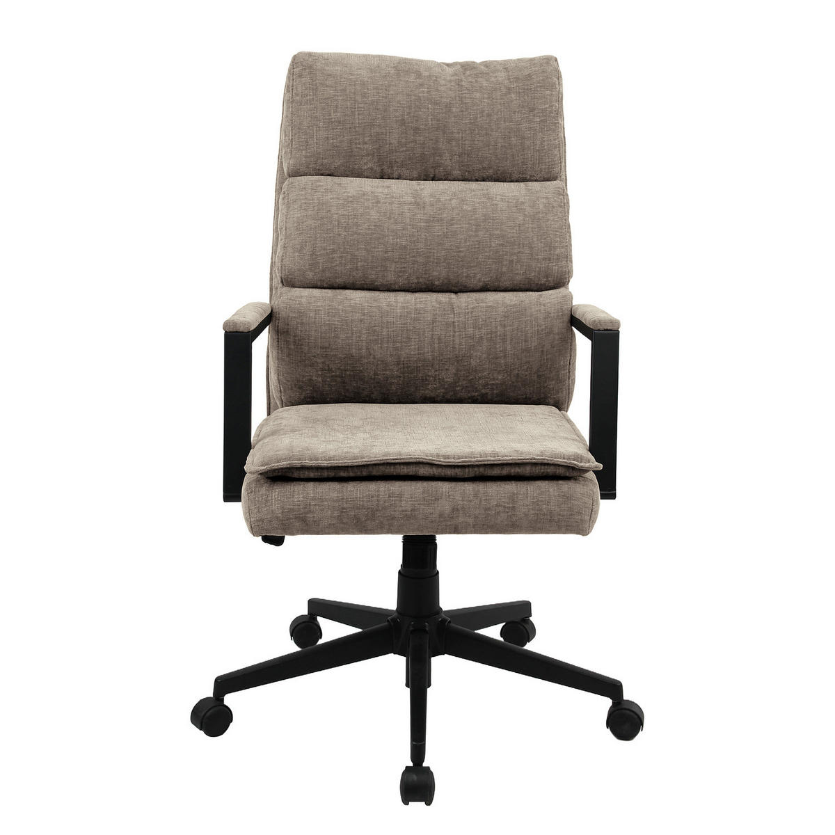 BÜRODREHSTUHL - Strukturstoff / Eisen - Taupe/Schwarz, Textil/Metall (61/110/73cm) - home24