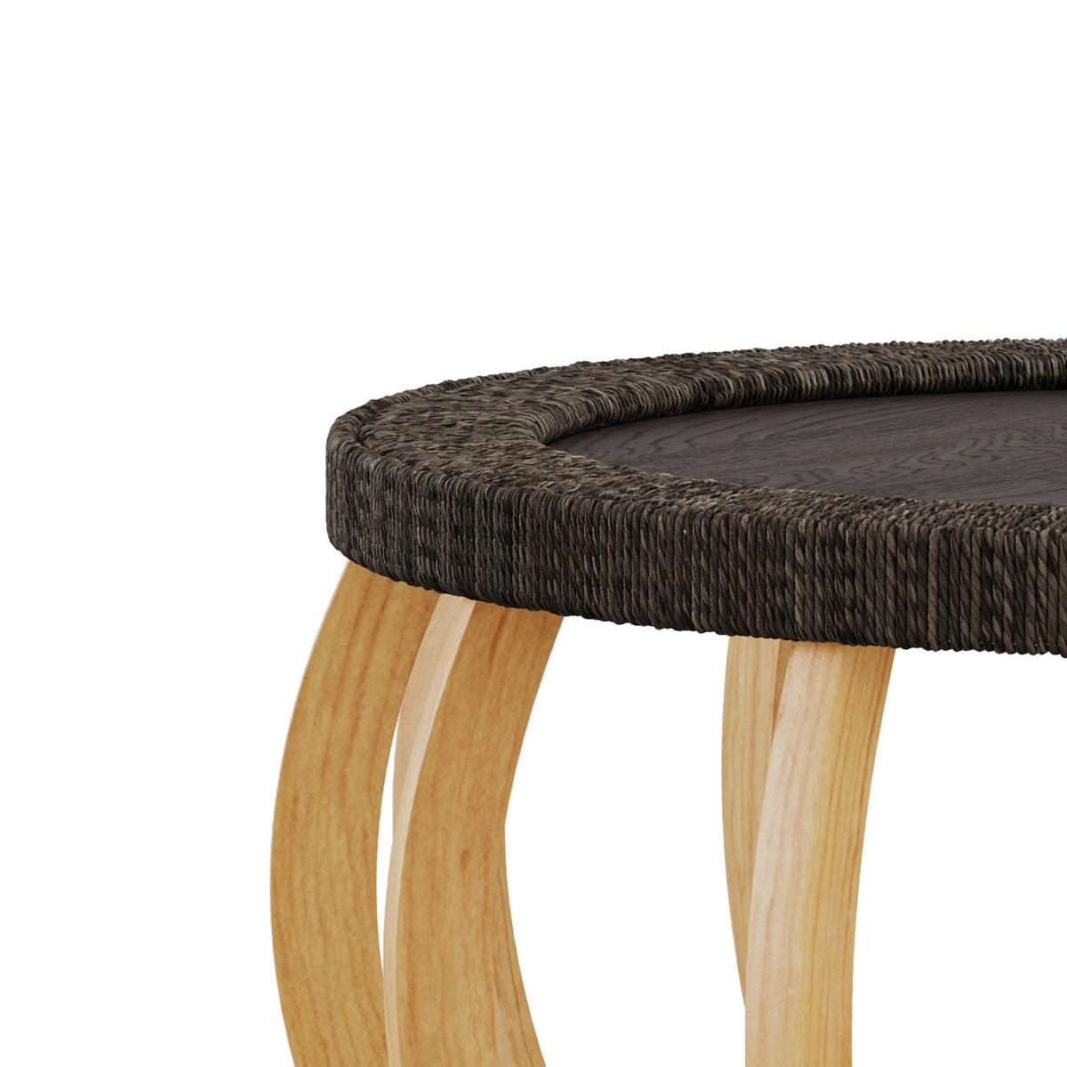 COUCHTISCH in Schwarz Rattan-Kaffeetisch für Wohnzimmer oder Esszimmer, B90/T90/H43cm - Schwarz/Naturfarben, Holz/Holzwerkstoff (90/90/43cm) - STILVORA