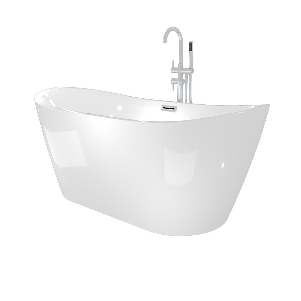FREISTEHENDE Badewanne Wanne F13 180x92cm Whirlpool Armatur AF004 - Weiß, Glas/Kunststoff (80/72/180cm) - AcquaVapore by Sandra Jentho
