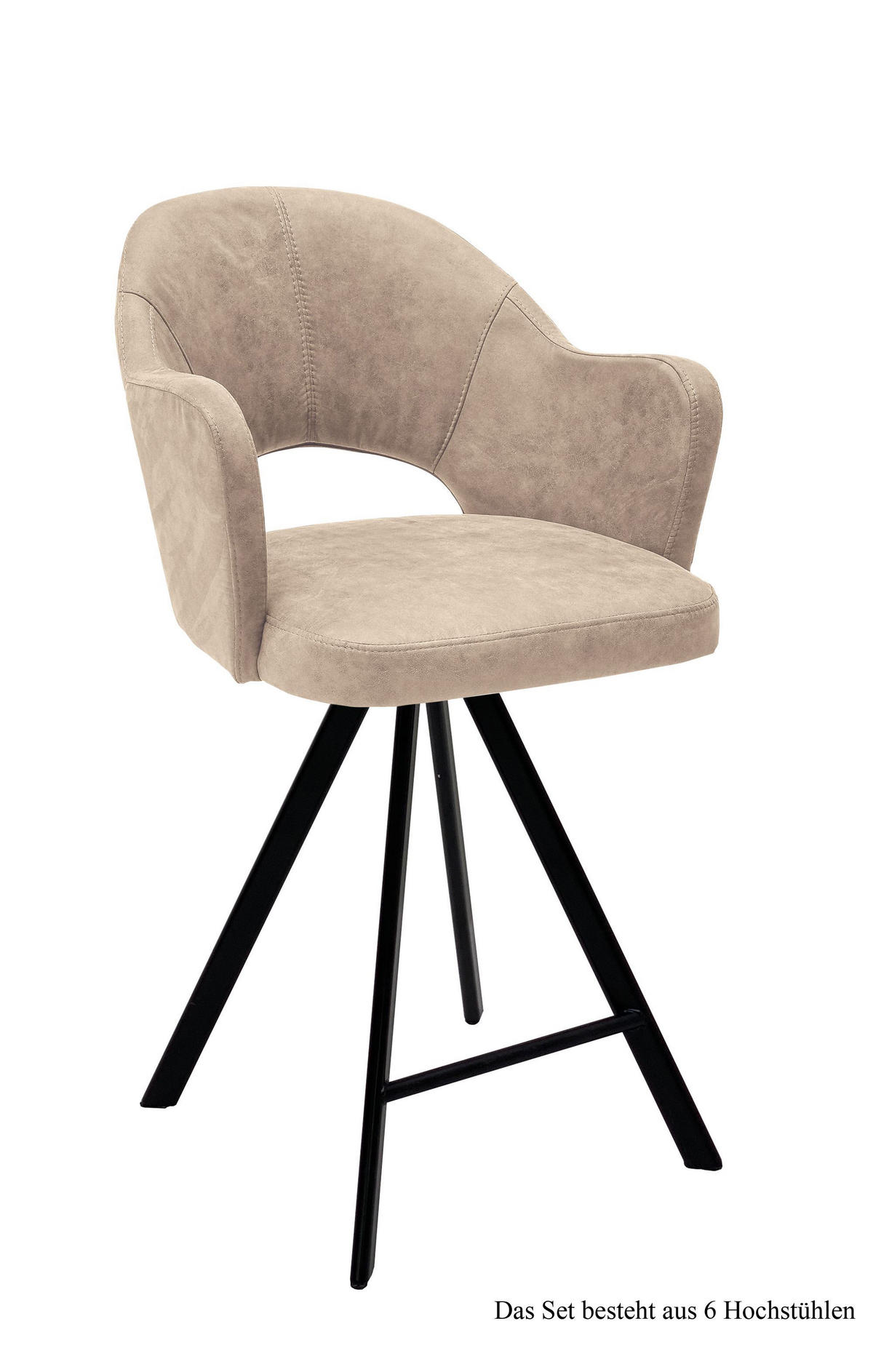 THEKENSTUHL drehbar (6er-Set) Diandra 59x104x61 Schwarz/Natur - Schwarz/Naturfarben, Kunststoff (61/104/59cm) - 58aufmkessel