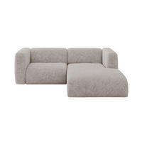 ECKSOFA Ottomane Rechts MIRA-L1 227x179x89 Hellgrau Velours - Hellgrau/Schwarz, Holzwerkstoff/Kunststoff (227/179cm) - ALTDECOR