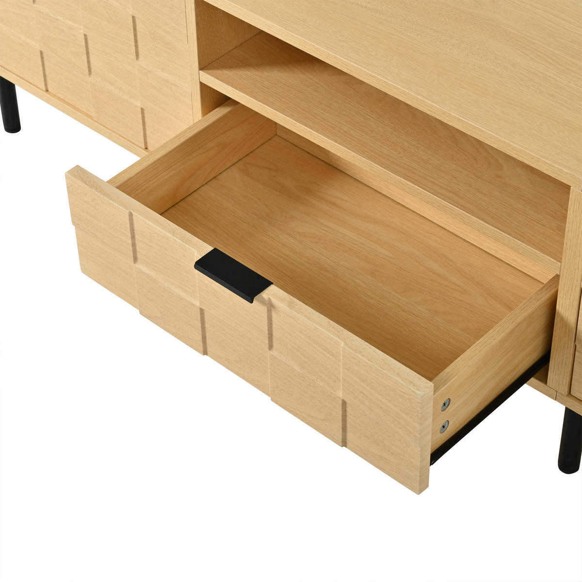 LOWBOARD DE-40455 mit 3D-Quadermuster Naturholz - Naturfarben, Holzwerkstoff (200/44.5/35cm) - ComfortXL