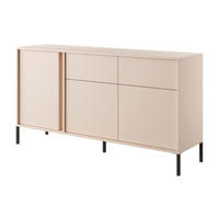 SIDEBOARD Piemontesia 3T 2S Beige 153,1/81,4/39,5 cm – mit Push-to-Open-Funktion - Beige/Schwarz, Holzwerkstoff/Metall (153/81.4/39.5cm) - AX Living
