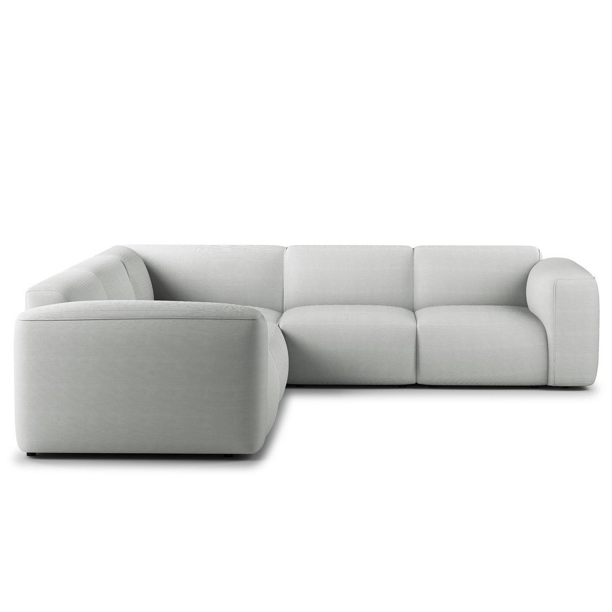 ECKSOFA mit Rundecke - Schwarz/Grau, Kunststoff/Textil (325/260cm) - home24