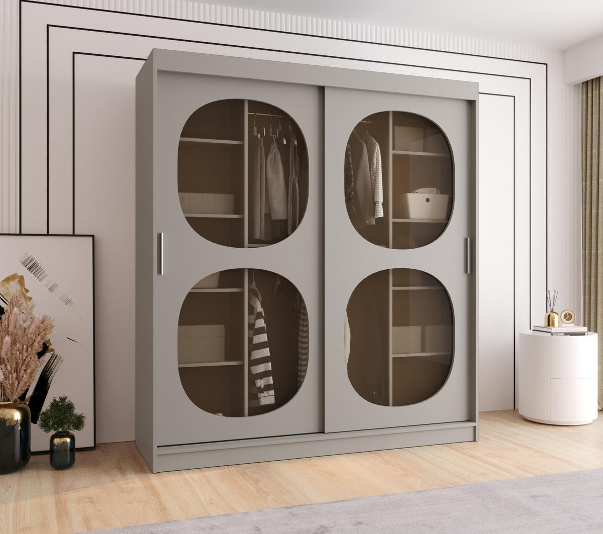 SCHWEBETÜRENSCHRANK 200/180/62 2-türig - Kaschmir, Holz (180/200/62cm) - Abiks Möbel