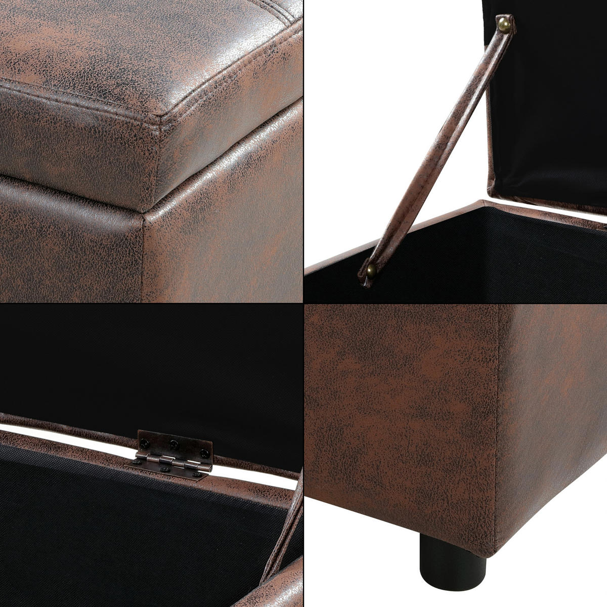 TRUHENBANK Bukit - Braun, Holz/Kunststoff (118/43/37cm) - [en.casa]